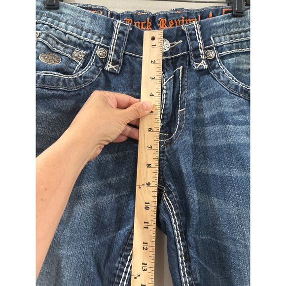 ROCK REVIVAL for BUCKLE RARE DISTRESSED ISAAC SLIM BOOT DENIM JEANS SIZE 31 - Picture 5 of 12